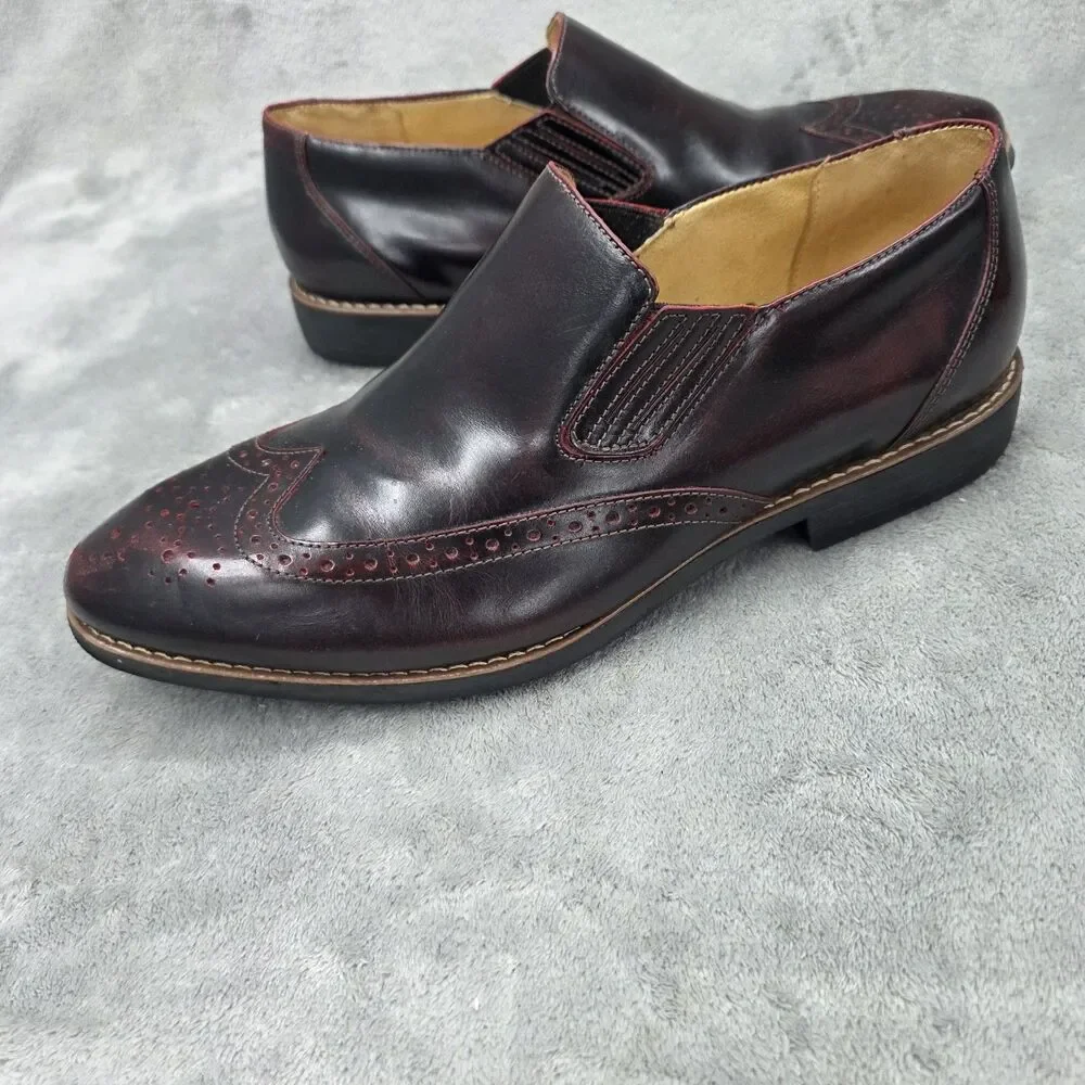 Sandro Moscoloni Men's Leather Wingtip Loafers Burgandy Size 10D Shoes